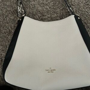 Kate Spade Black and White Shoulder Bag with Textured Finish